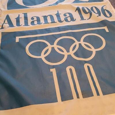 Lot #351: RARE (4 foot x 8 foot) 1996 Atlanta Olympic Broadcasting Banner Flag 