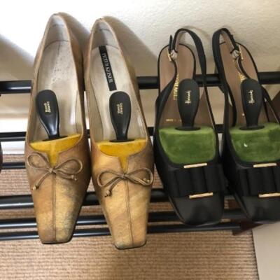 Lot 58U. Five pairs of shoesâ€”2 Harrods size 42 with buckle (new), 2 Bruno Magli, size 10B and UK 41.5 (new), one Peter Kaiser, size 7....