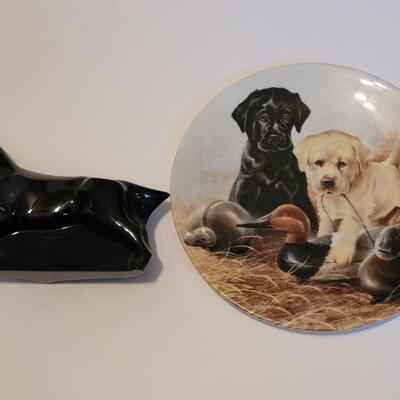 Lot #355: Vintage Dog Themed Creations - Plate and Figure