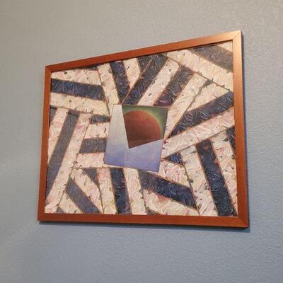 Lot #366: Large ABSTRACT Papercast Framed Fine Art