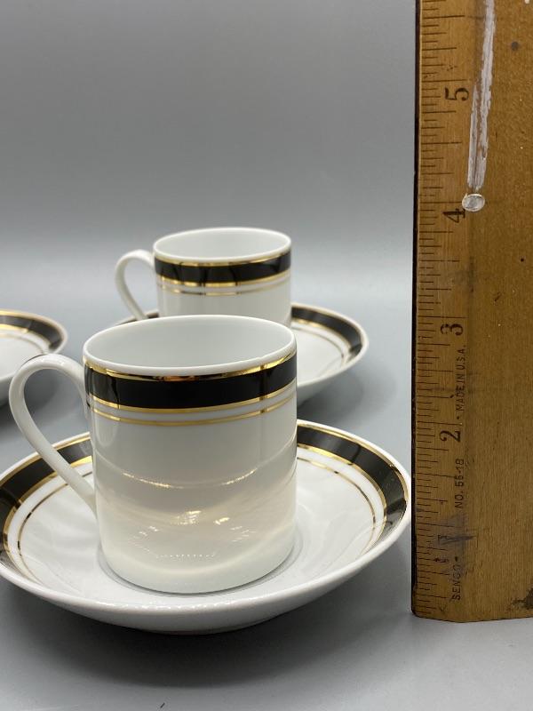 Set of 4 Crown Porcelain Prestige Demitasse Espresso Cups and