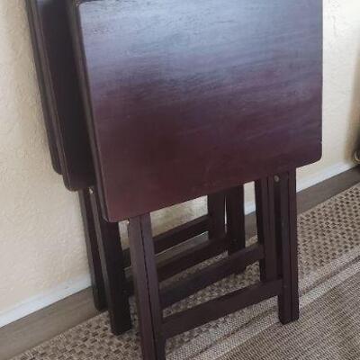 4 Piece TV Tray Set with Stand Lot