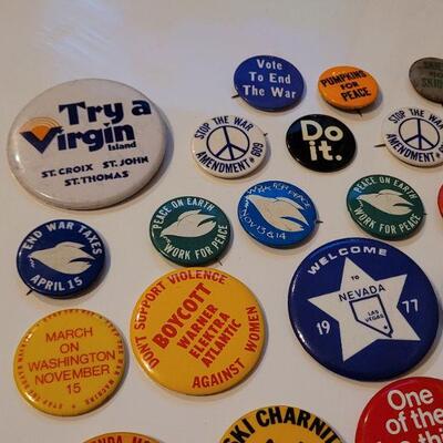 Lot #379: Large Assortment of Vintage Fun Button Pins