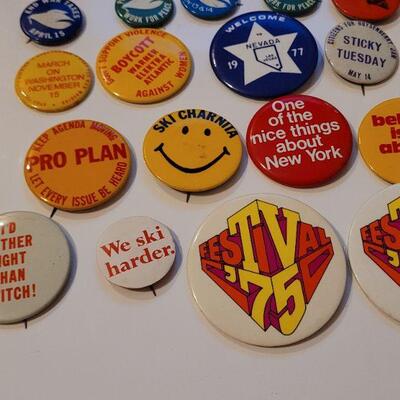 Lot #379: Large Assortment of Vintage Fun Button Pins