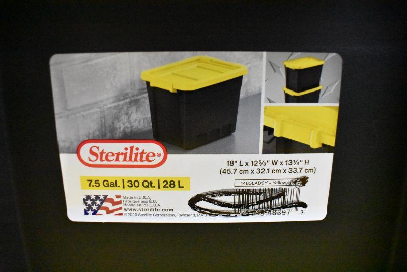 Sterilite 7.5 Gal Stacker Totes Yellow Lily & Black: 4 bins 3 lids - New |  EstateSales.org