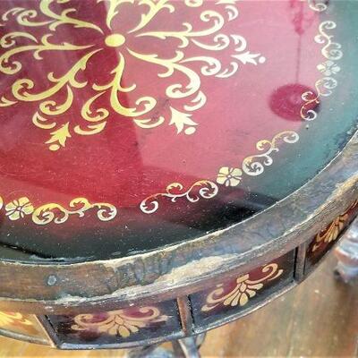 Lot #114  Interesting Accent Table - Ruby Red glass