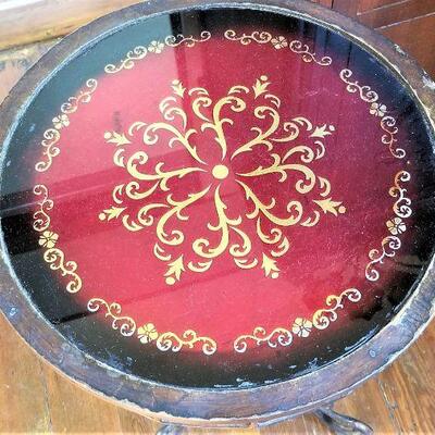 Lot #114  Interesting Accent Table - Ruby Red glass