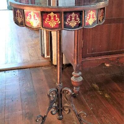 Lot #114  Interesting Accent Table - Ruby Red glass