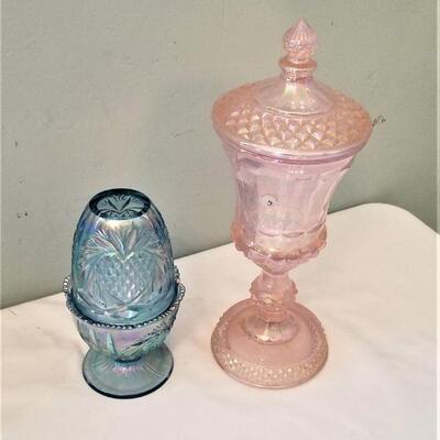 Lot #116  FENTON compote and Fairy Lamp
