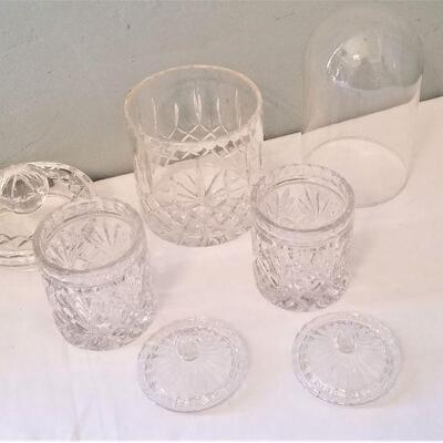 Lot #127  Crystal Biscuit Barrell and other Assorted Glass
