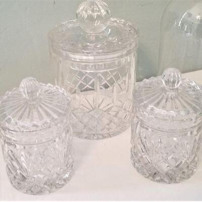 Lot #127  Crystal Biscuit Barrell and other Assorted Glass