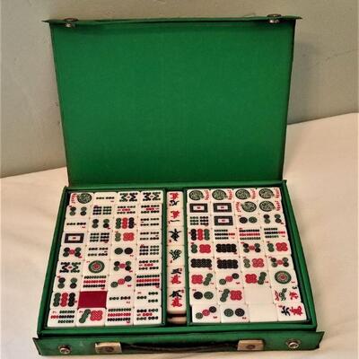 Lot #128  Vintage 1970's Mah Jong Set in vinyl case  - complete