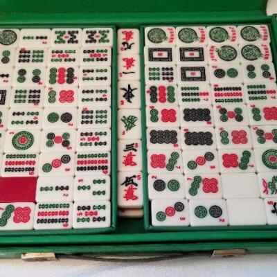 Lot #128  Vintage 1970's Mah Jong Set in vinyl case  - complete