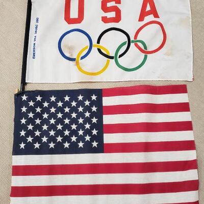 Lot 394: United States Flag and Olympics Flag