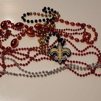 Lot #421: Assorted Mardi Gras Style Party Spirit Bead Necklaces Football Themed selections included
