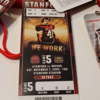 Lot #423: Assortment of STANFORD FOOTBALL Director's Level Tall Plastic Tickets w/ Lanyards