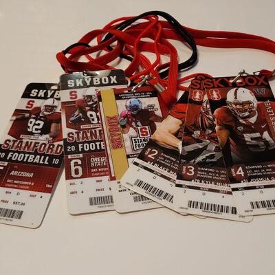 Lot #425: Assorted STANFORD FOOTBALL Director's Level Tall Plastic Tickets w/ Lanyards