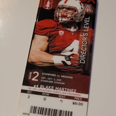 Lot #425: Assorted STANFORD FOOTBALL Director's Level Tall Plastic Tickets w/ Lanyards