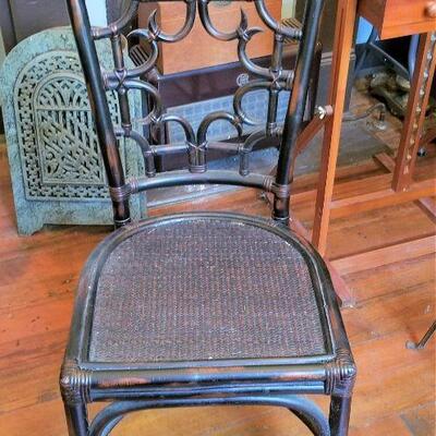 Lot #137  Pair of Asian Style Rattan Side Chairs