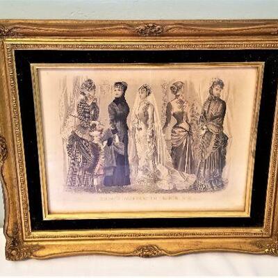 Lot #140  Framed Fashion Plate from the March 1883 issue of Godey's Ladies Book