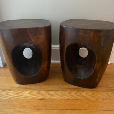E - 522: Pair of Indonesian Wood Stools 