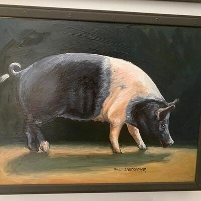 I -  725 SIGNED Original Oil Painting by Sue Deutscher of a PIG