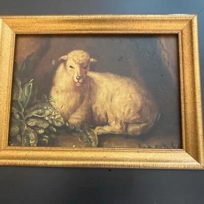 I - 726 SIGNED Original Oil Painting of a Lamb