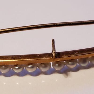 Lot 439: Antique 14k Gold and Pearl Pendant/Brooch