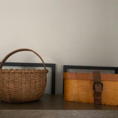 H - 646: Antique Basket and Shaker Style Box 