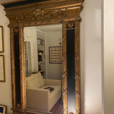 I - 734. Large Gold & Black Neo Classic Beveled Mirror