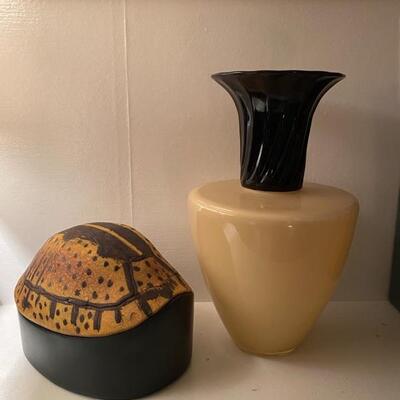 I - 756. Art Glass & Faux Turtle Shell Box