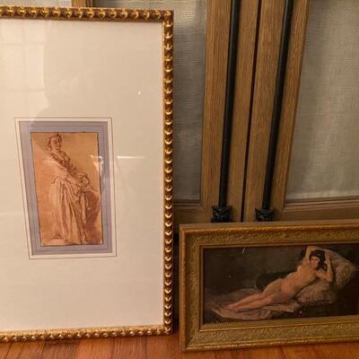I - 764. Framed Hand Maiden & Giclee of Nude Woman