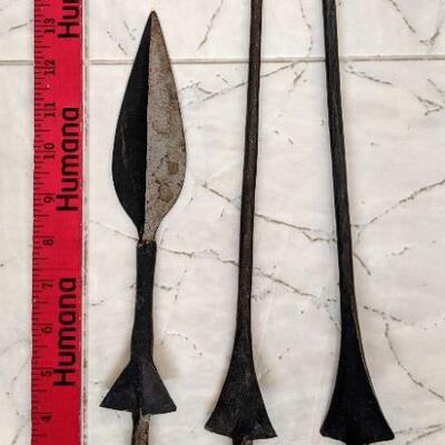 Lot# 91 s 3 African metal spear heads Tourist items
