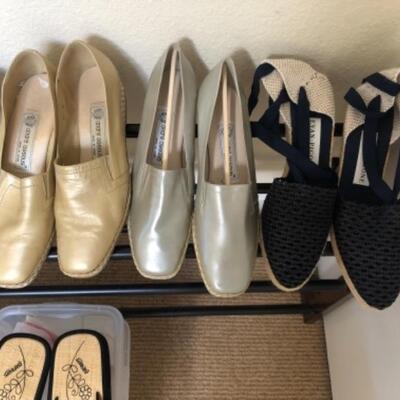 Lot 60U. Eight new pairs of espadrilles in assorted styles and colors, size UK 41 and US 10--$85