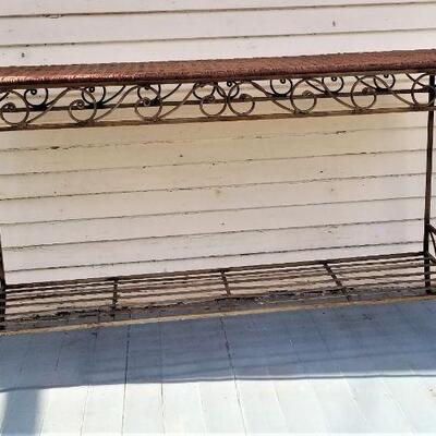 Lot #144  Metal/Rattan Side table - indoor/outdoor