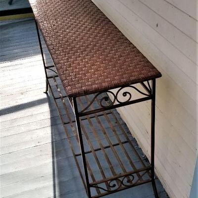 Lot #144  Metal/Rattan Side table - indoor/outdoor