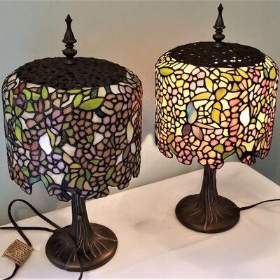 Lot #145  Very nice PAIR of Contemporary Tiffany style table lamps
