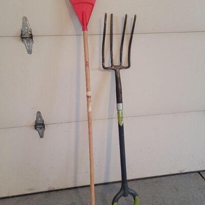 Lot #471: (2) Garden Pitchfork and Rake Tools
