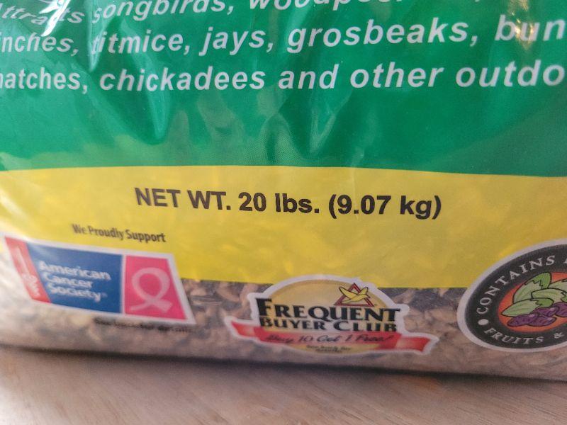 Lot 487 1/4 Full 20lb Bag of NUT N' BERRY Bird Seed