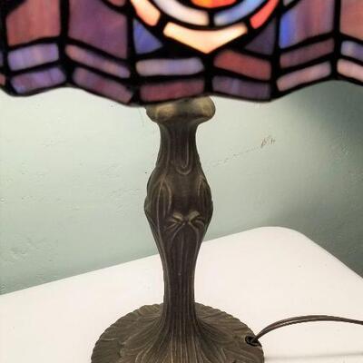 Lot #157  Contemporary Tiffany Style Table lamp "Peacock Feather" motif.