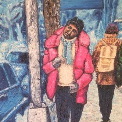 Lot #161   Large Oil on Canvas - "At Home, NYC" - dated 2001.  