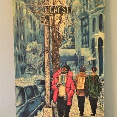 Lot #161   Large Oil on Canvas - "At Home, NYC" - dated 2001.  