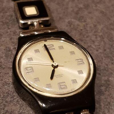Lot 507:  Swatch Watch with Cream and Black Square Band