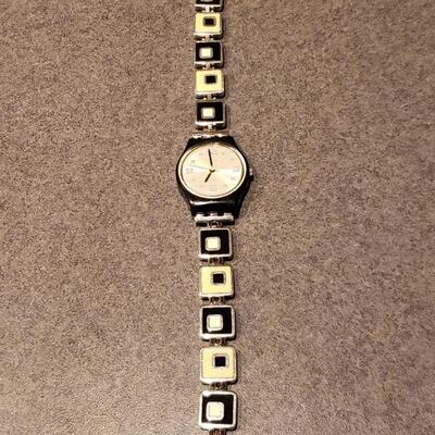 Lot 507:  Swatch Watch with Cream and Black Square Band