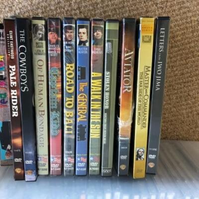 Lot 125U. Crate of CDs and DVDs, classic, western, war, jazz, etc.--$35