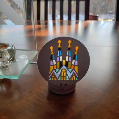 LOT 572: 2 Candle holders and a Glass Whale (has a chip)