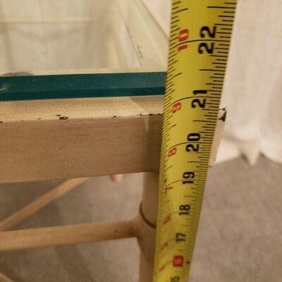 Lot 586: Beveled Glass Top Metal Industrial StyleTable