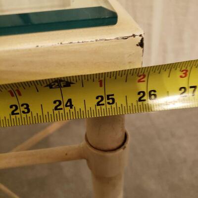 Lot 586: Beveled Glass Top Metal Industrial StyleTable