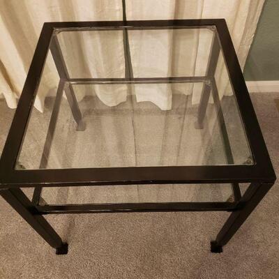 Lot 591: Glass top Metal Table