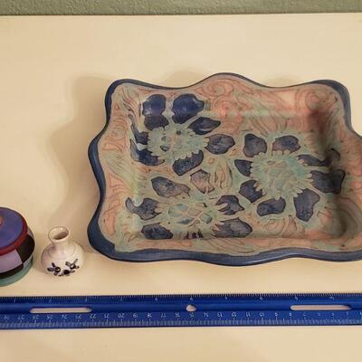 Lot 607: Wood & Ceramic Artist Pieces 